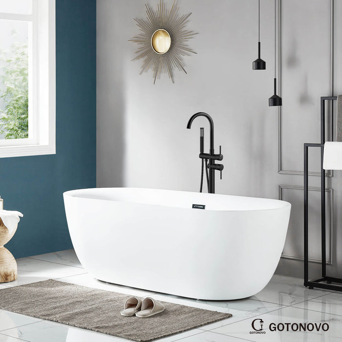 gotonovo Floor Mounted Freestanding Bathtub Filler with High Flow Brass Handheld Spray