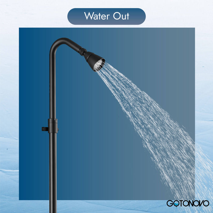 gotonovo Matte Black Outdoor Shower Kit Faucet Wall Mounted Adjustable slider Shower Fixtures Dual Cross Handles Brass Mixer Valve Adjustable Utility Shower Head Exposed Shower System