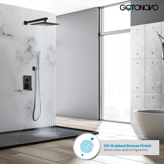 gotonovo Rain Shower Combo Set Wall Mounted  2-Function Rainfall Shower Head With Handheld Spray Rough-in Valve Body and Trim Included