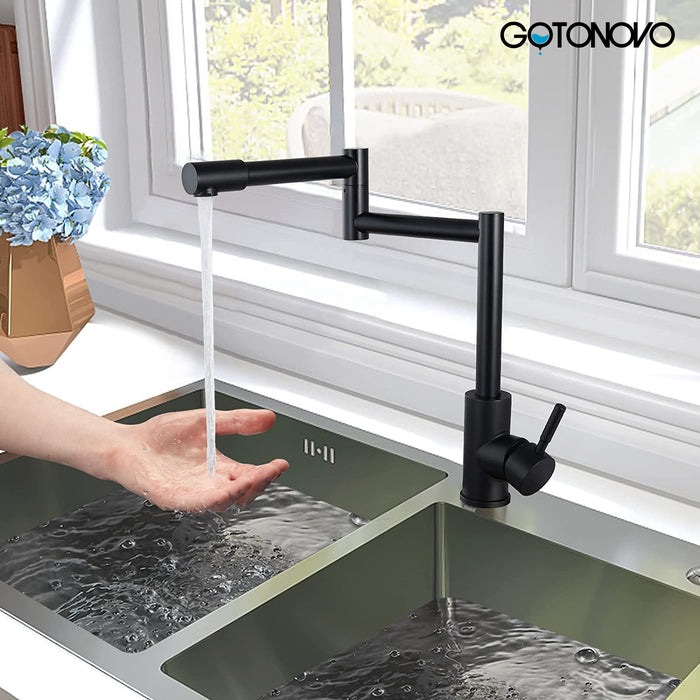 gotonovo Pot Filler Kitchen Faucet Stainless Steel SUS304 Two Cross Ha