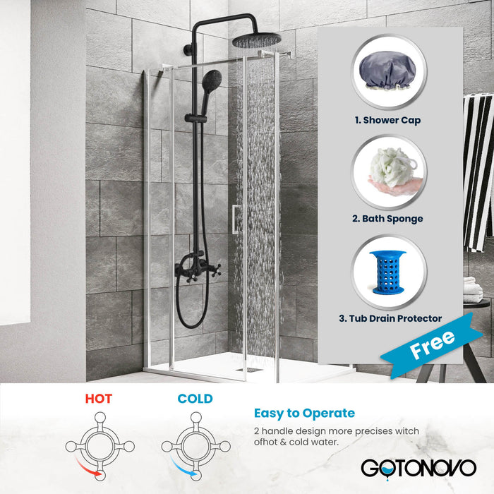 Gotonovo Exposed Shower System Thermostatic 8 inch Round Shower Head w —  gotonovo