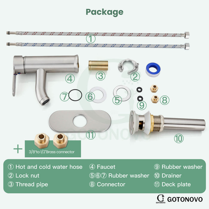 gotonovo Bathroom Vessel Sink Faucet Single Handle Lavatory Vanity Deck Mount Sink Tap with Pop Up Drain( Tall Type& Short Type)