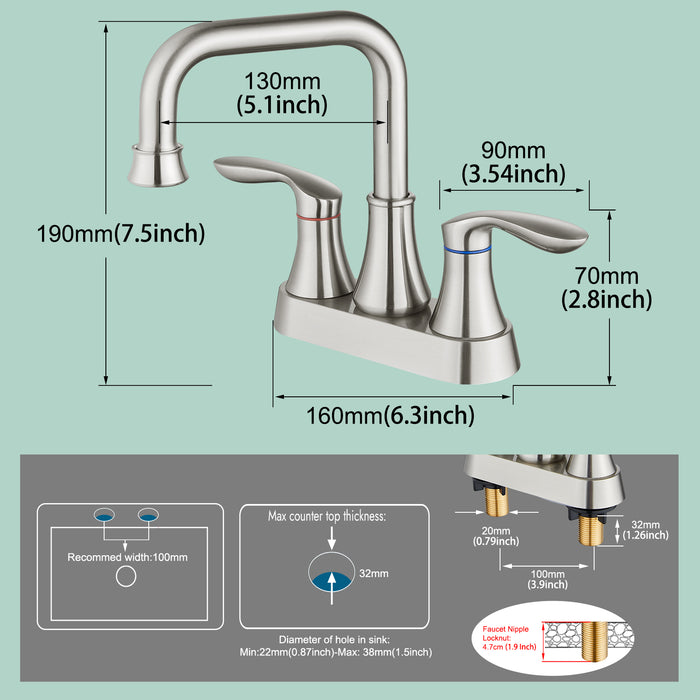 gotonovo draaibare uitloop 2 handgreep toilet badkamer wastafel kraan 4-inch centerset dek gemonteerde mengkraan met metalen pop-up afvoer overloop en kraantoevoerleidingen