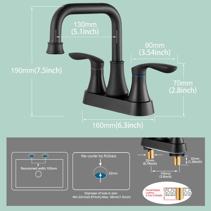 gotonovo draaibare uitloop 2 handgreep toilet badkamer wastafel kraan 4-inch centerset dek gemonteerde mengkraan met metalen pop-up afvoer overloop en kraantoevoerleidingen