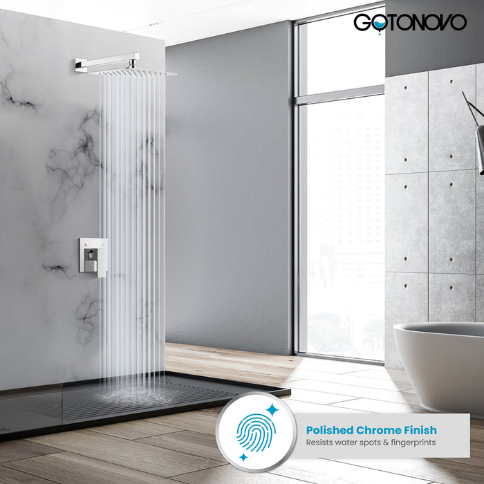 Gotonovo Rain Shower Combo Set Wall Mount  10 Inch Square Shower Head Rough-In Valve and Shower Arm Included