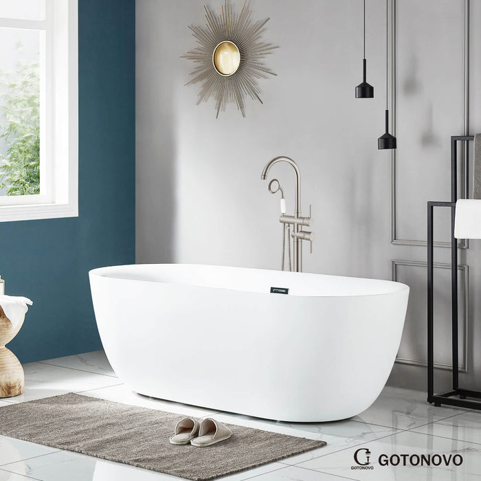 gotonovo Floor Mounted Freestanding Bathtub Filler with High Flow Brass Handheld Spray