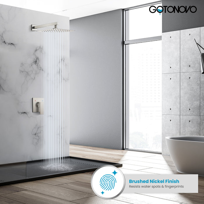 Gotonovo Rain Shower Combo Set Wall Mount  10 Inch Square Shower Head Rough-In Valve and Shower Arm Included