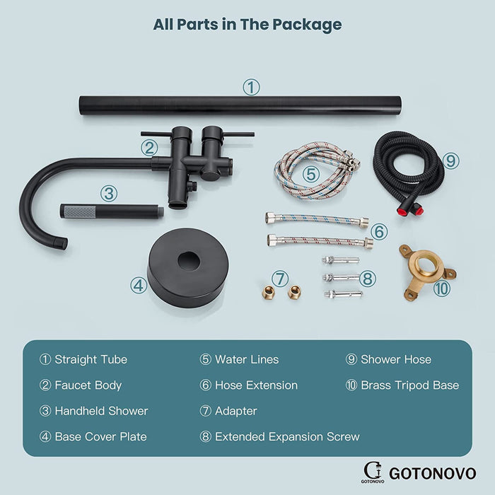 gotonovo Freestanding Bathtub Filler Oil Rubbed Bronze Floor Mounted Tub Faucet with Hand Held Shower High Flow Brass Mixer Taps Swivel Spout