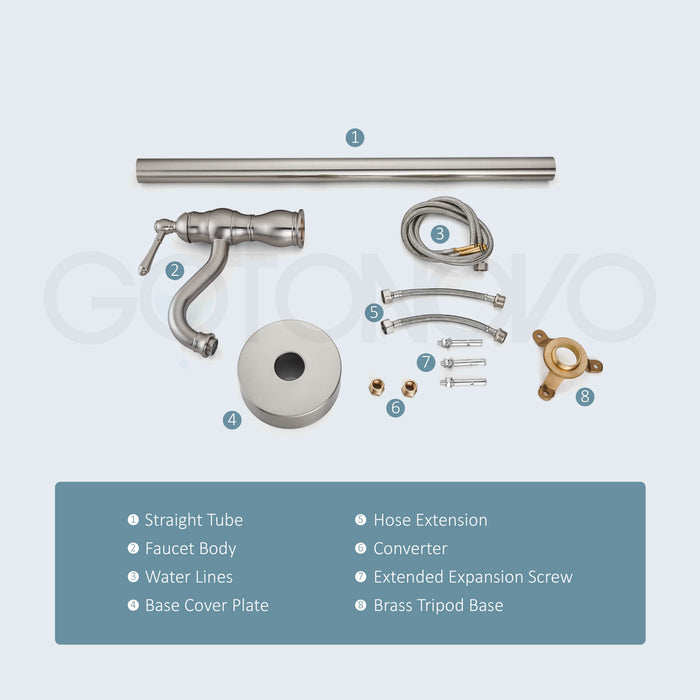Gotonovo Brushed Nickel Freestanding Bathtub Faucet Swivel Spout Single Handle Floor Mount Tub Filler Bathtub Mixer Tap
