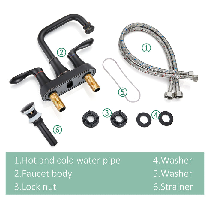 gotonovo draaibare uitloop 2 handgreep toilet badkamer wastafel kraan 4-inch centerset dek gemonteerde mengkraan met metalen pop-up afvoer overloop en kraantoevoerleidingen