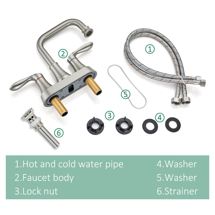 gotonovo draaibare uitloop 2 handgreep toilet badkamer wastafel kraan 4-inch centerset dek gemonteerde mengkraan met metalen pop-up afvoer overloop en kraantoevoerleidingen