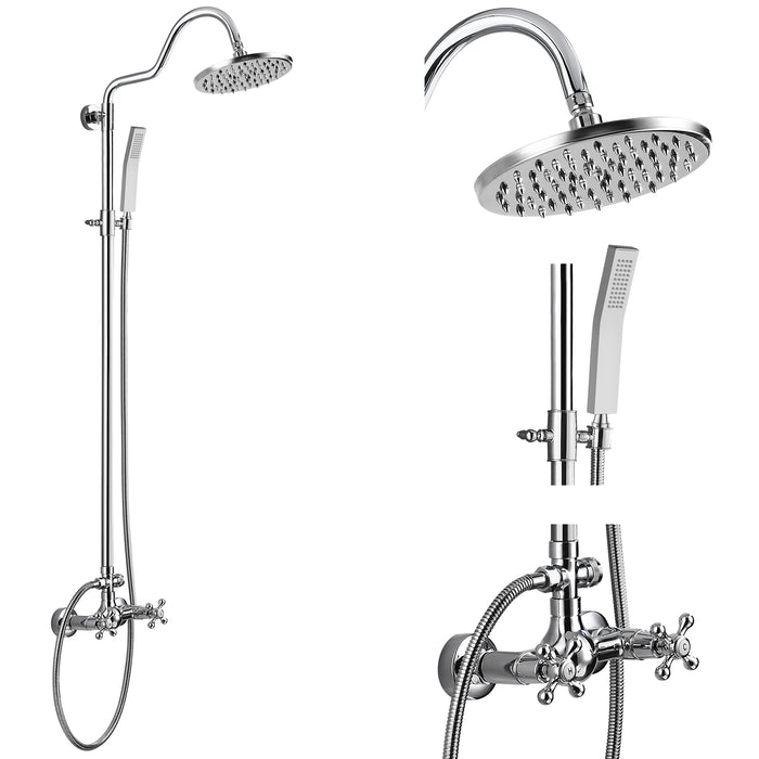 gotonovo zichtbare douchearmatuursysteemset 8-inch ronde regendouchekop met handdouche dubbele functie 2 dubbele knoppen handvat douchekraan
